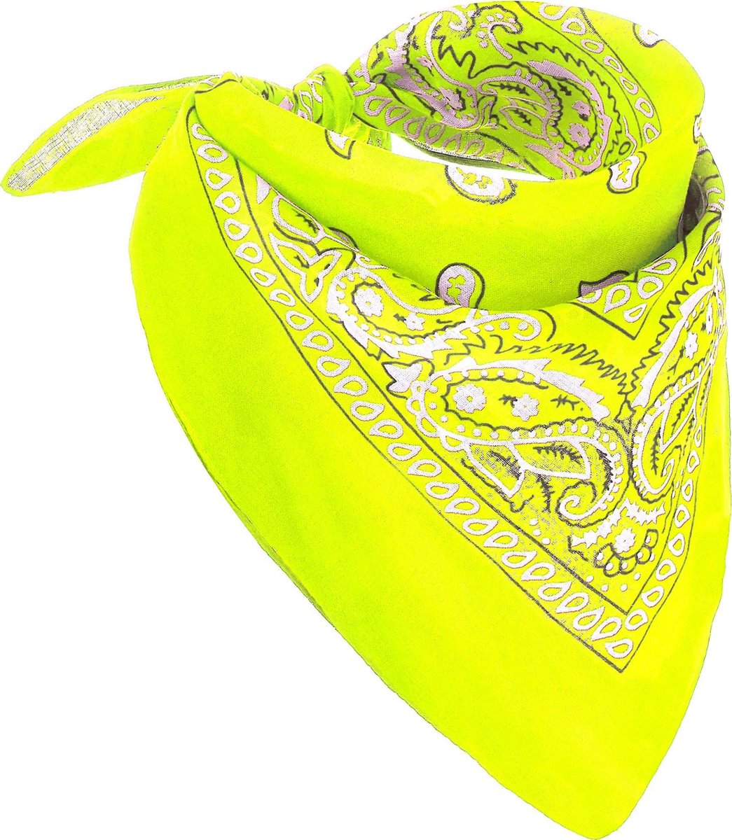 PARTYPRO - Fluo gele bandana voor volwassenen - Accessoires > Haar accessoire